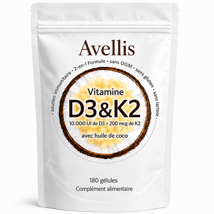 Vitamine D3 & K2 Hautement dosée — Réserve de 6 mois