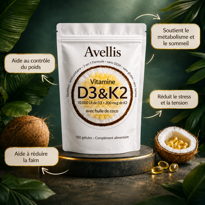 Vitamine D3 & K2 Hautement dosée — Réserve de 6 mois