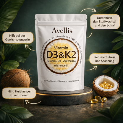 Vitamin D3 & K2 Hochdosiert — 6-Monats-Vorrat