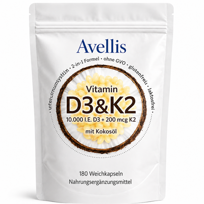 Vitamin D3 & K2 Hochdosiert — 6-Monats-Vorrat
